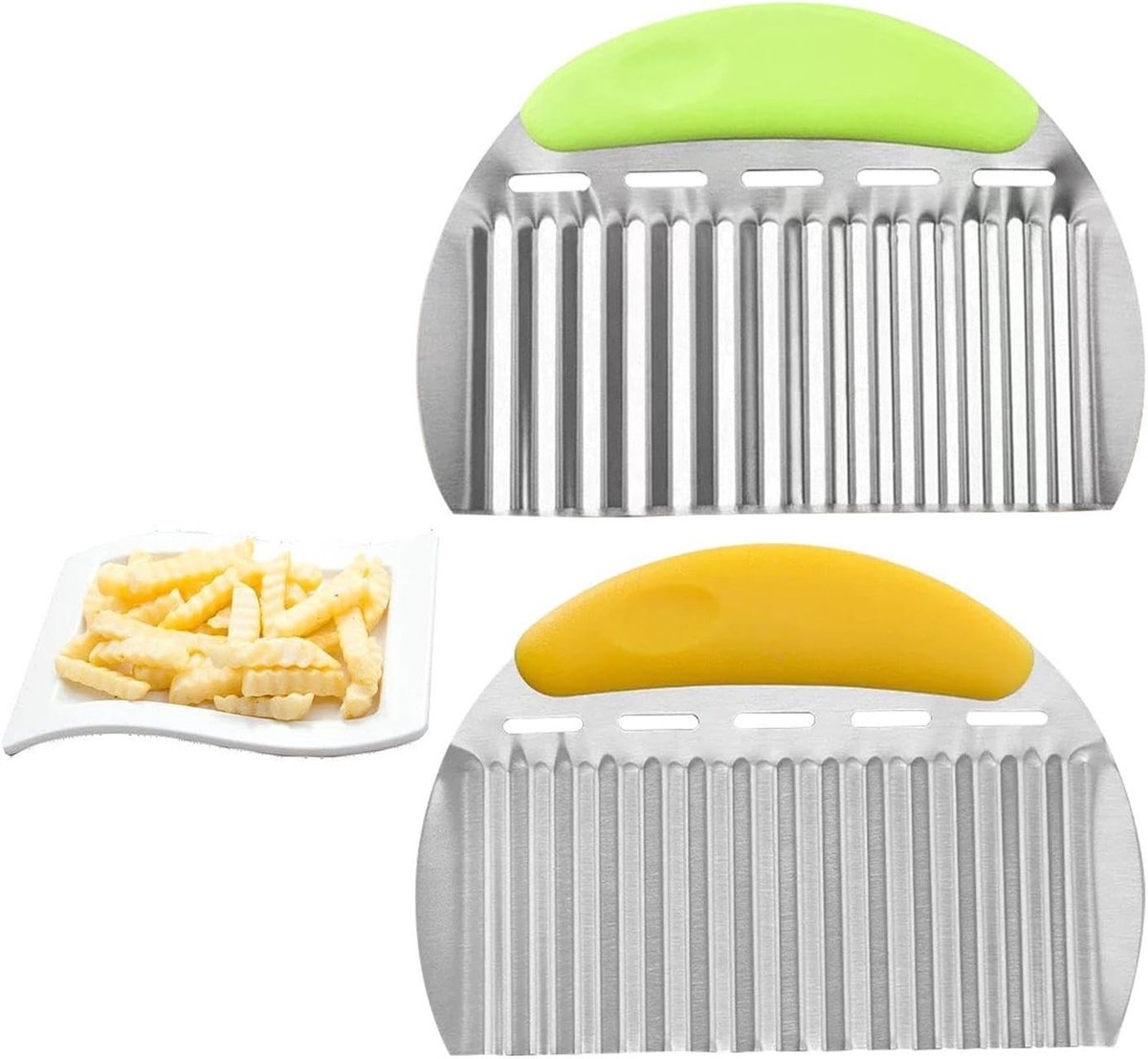 Set van 2 Aardappel Snijders van Roestvrij Staal, Ideaal voor Komkommers en Wortels, Keukenaccessoires voor Eenvoudig Koken en Bereiden