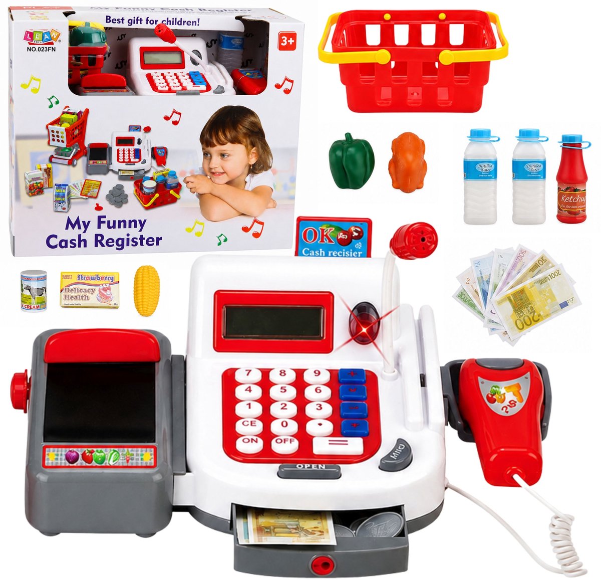 Kassa met trolleymanden en accessoires
