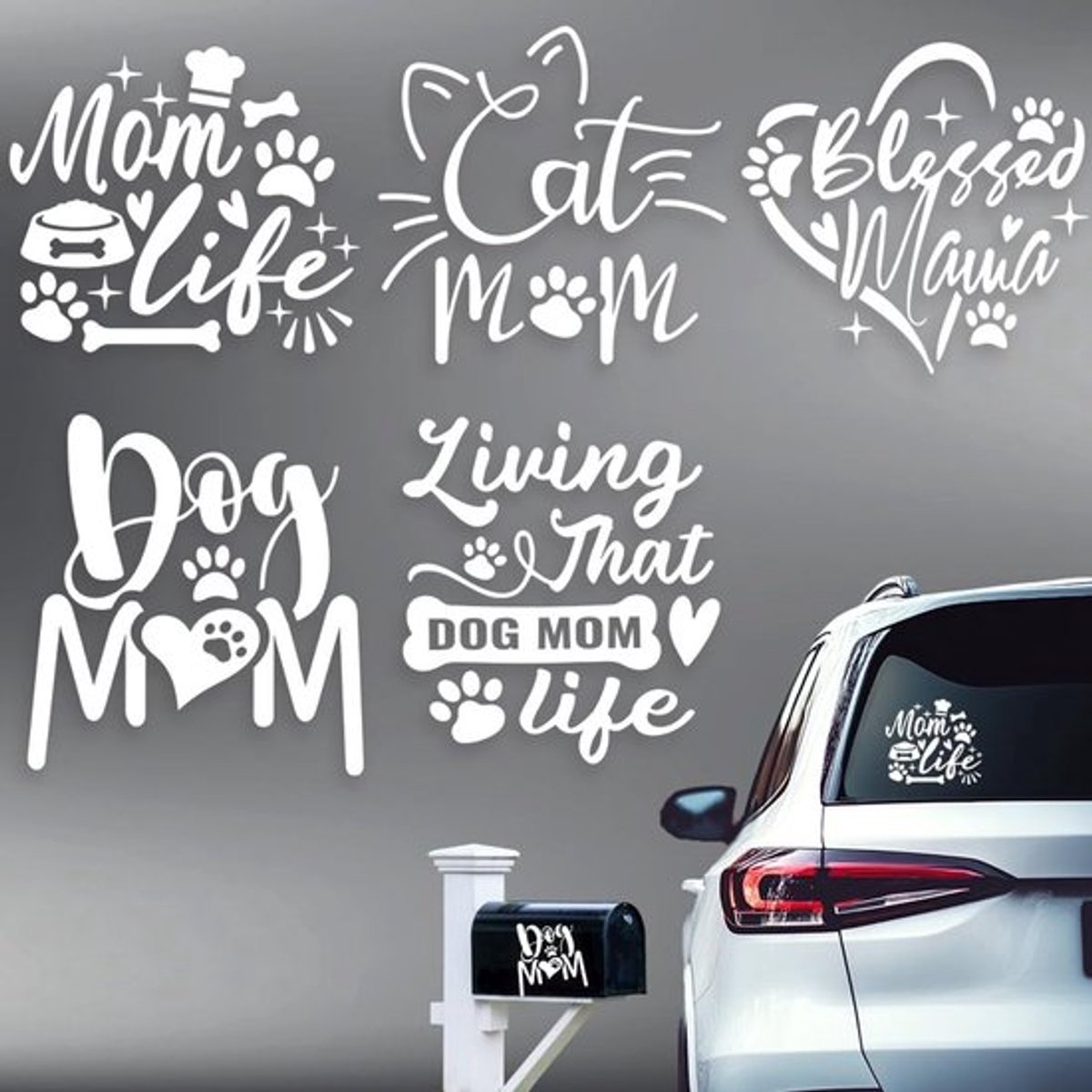 Dailygoods- Kattenstickers Set van 5 - Reflecterende Autostickers - Vinylstickers