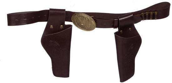 Cowboy Holsters Riem Dubbel Bruin - Stevig Kwaliteit - Volwassenen