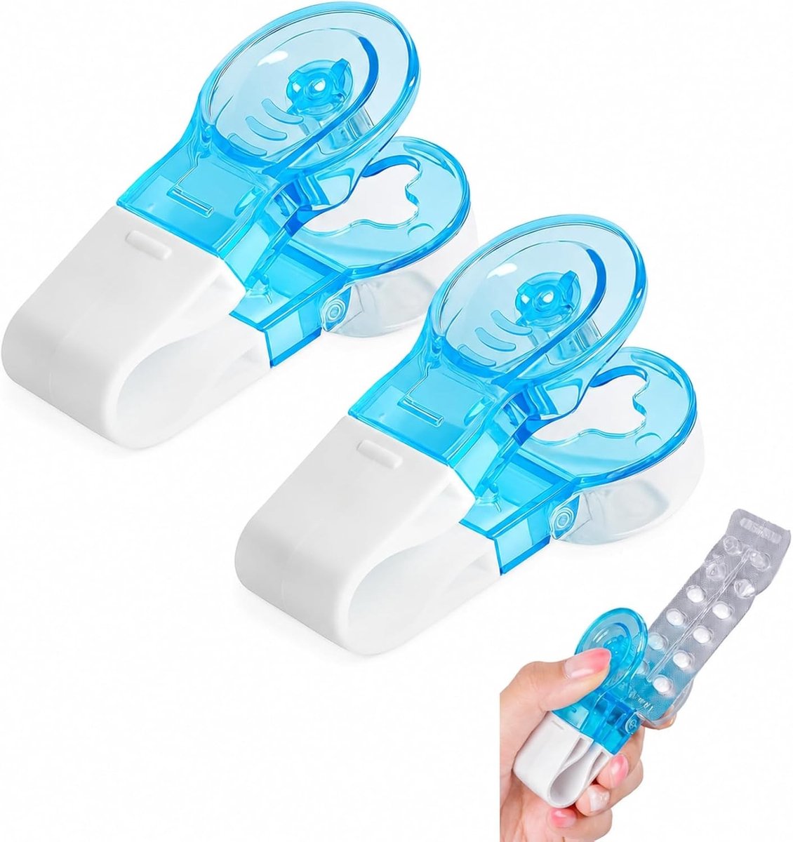 Pillenverdeler en tabletverdeler set, 2 stuks, handige pillendoos en slikhulp voor alle tabletten en capsules