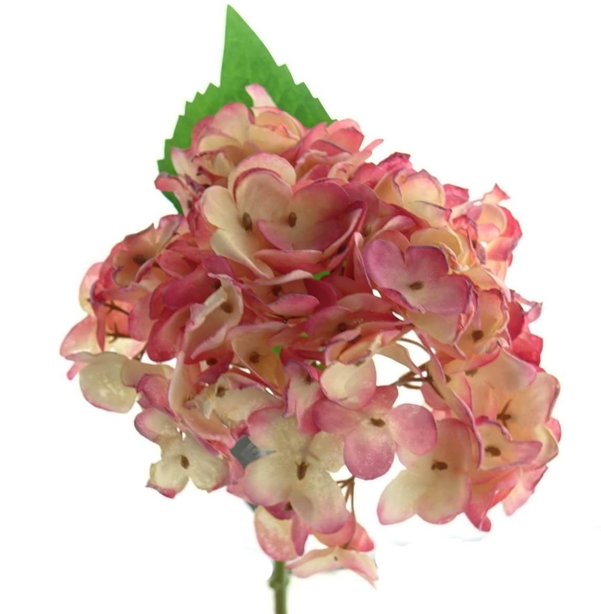 Deko Florale Sperling hortensiabloem roze en creme met blad 34 cm kunstbloemen