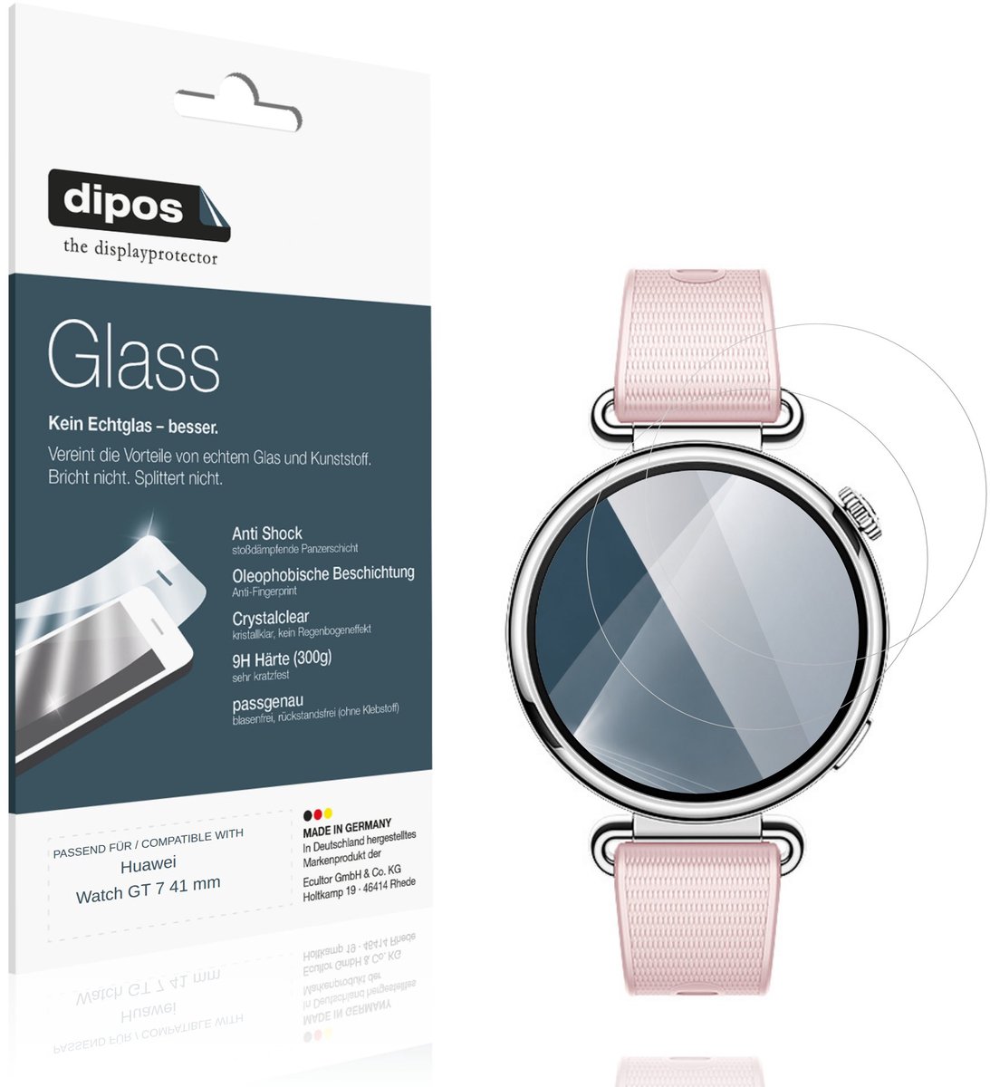 dipos – 2x Pantserfolie geschikt voor Huawei Watch GT 7 41 mm | 9H Screenprotector