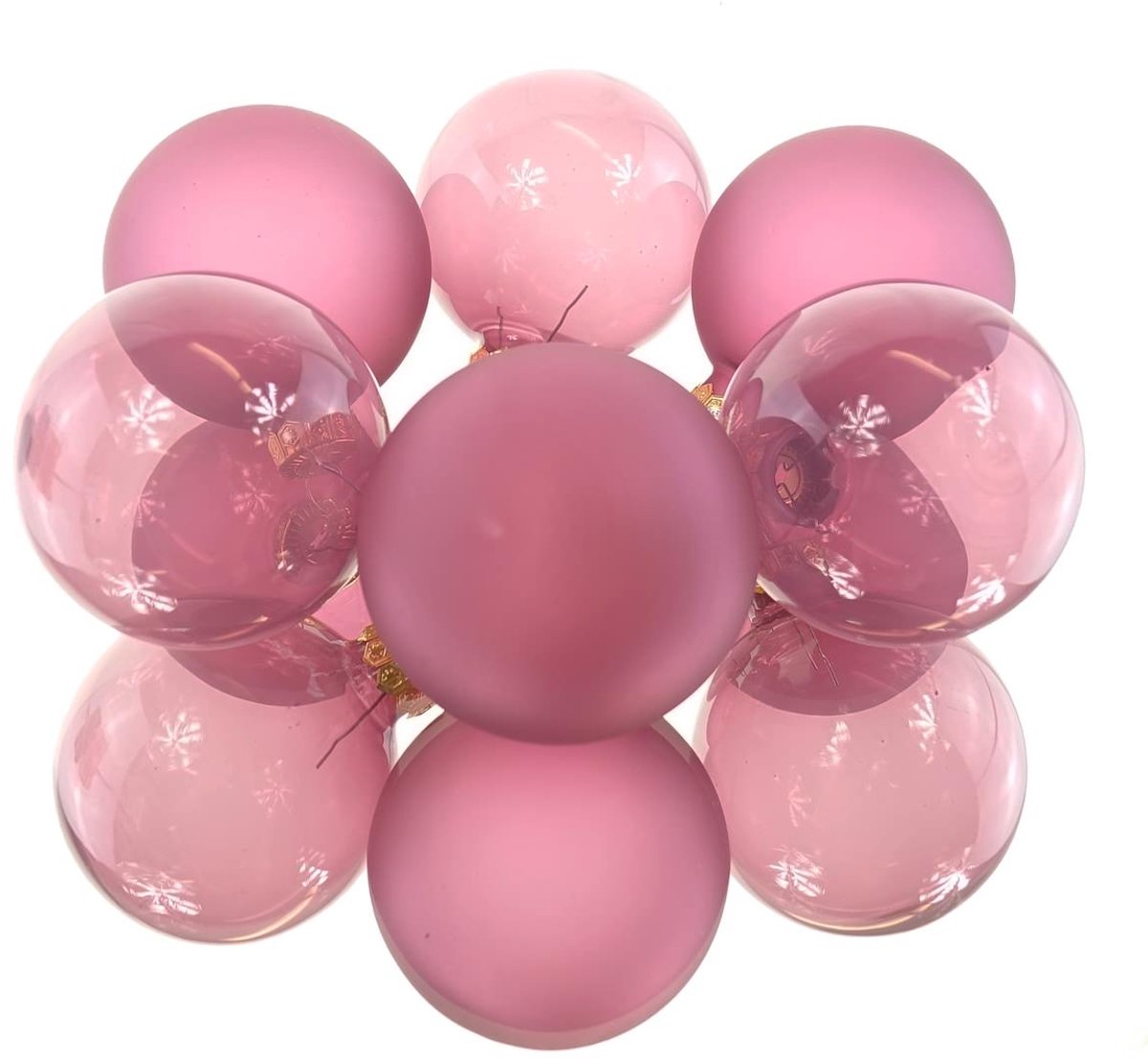 Kaemingk Kerstballen Oudroze Transparant-Mat Ø 6 cm - Set van 6
