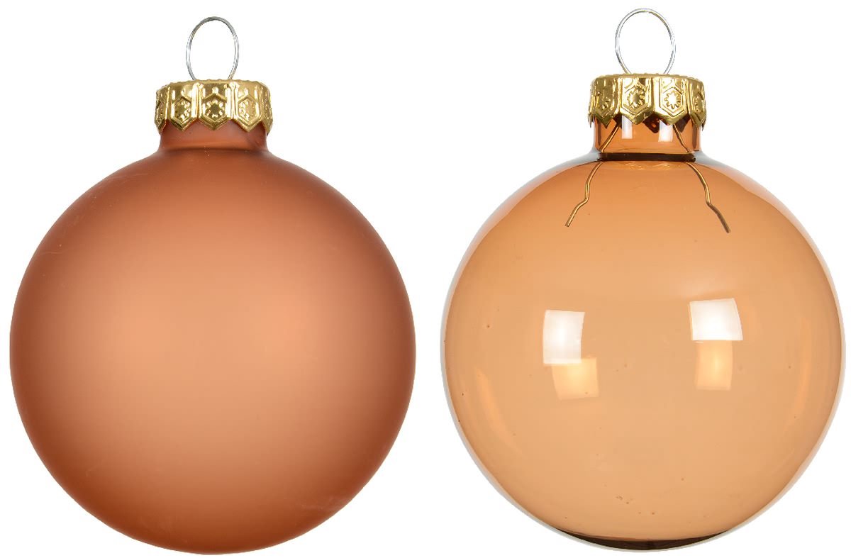 Kaemingk Kerstballen Brandy Orange Transparant-Mat Ø 6 cm - Set 6
