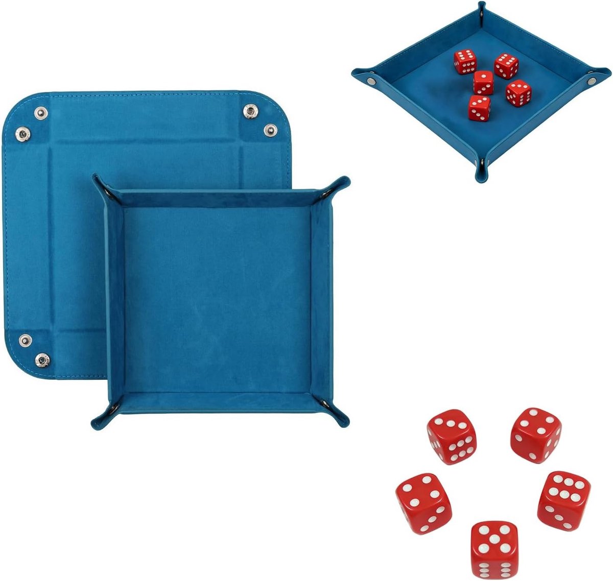 Lance Cube Opbergplank voor DND en RPG Bordspellen met 5 Dobbelstenen en Opvouwbare Velourshoes