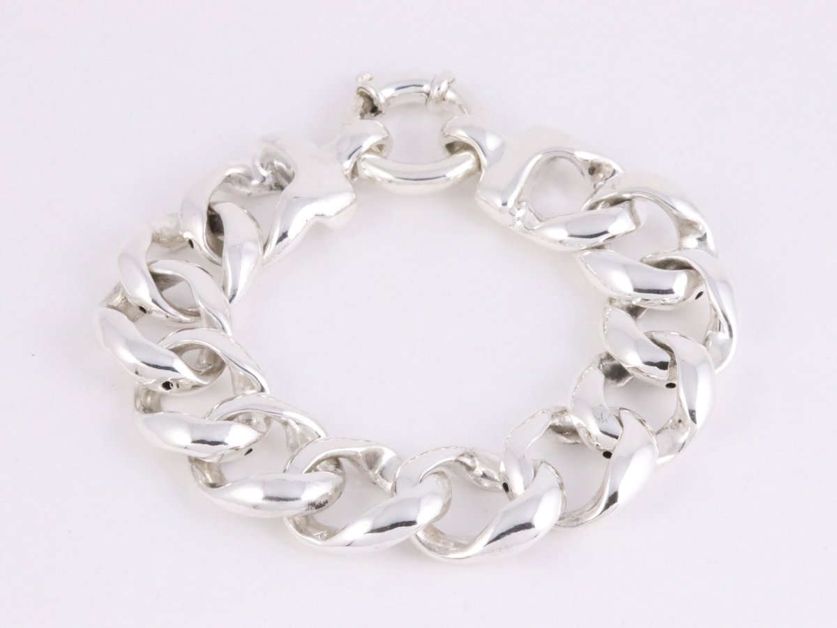Zilveren armband met grote gourmet schakels - polsomtrek 16 cm