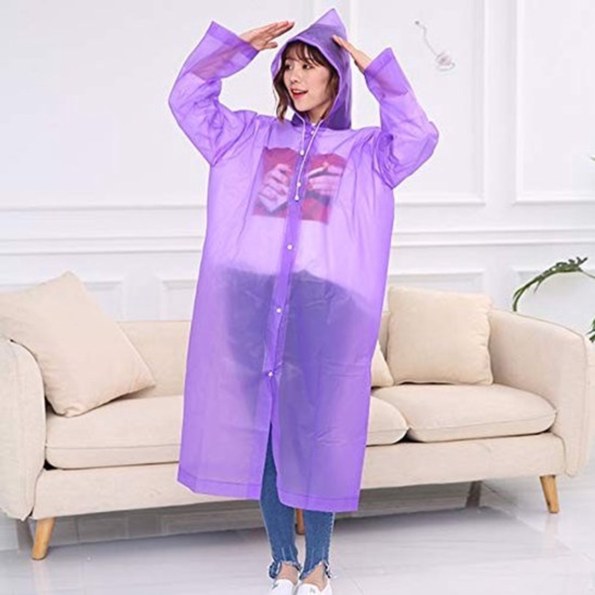 SVGCommerce - Regenjas - Waterdichte poncho - Premium materiaal - Paars - Lange