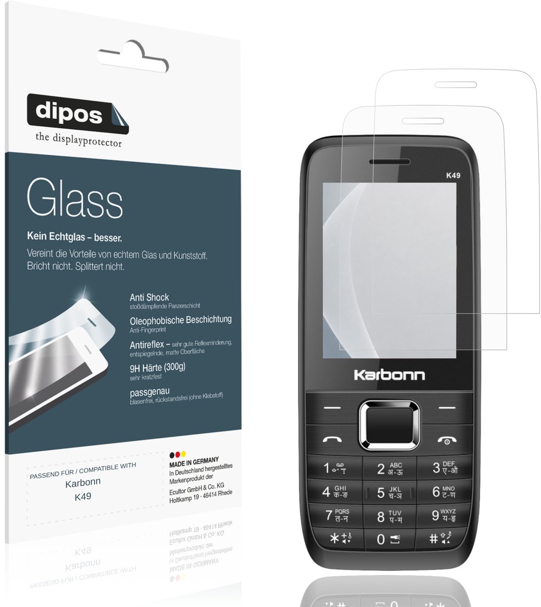 dipos – 2x Matte Pantserfolie geschikt voor Karbonn K49 | 9H Screenprotector
