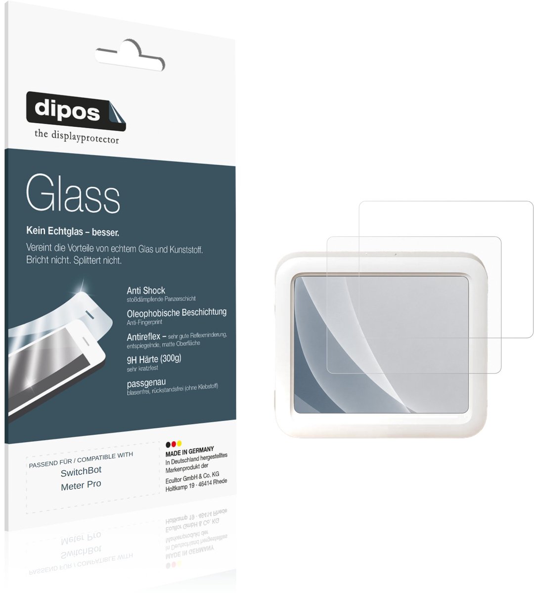 dipos – 2x Matte Pantserfolie geschikt voor SwitchBot Meter Pro | 9H Screenprotector