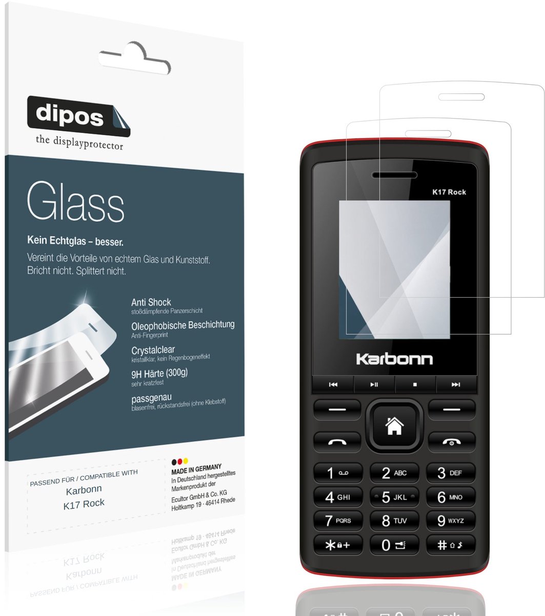 dipos – 2x Pantserfolie geschikt voor Karbonn K17 Rock | 9H Screenprotector