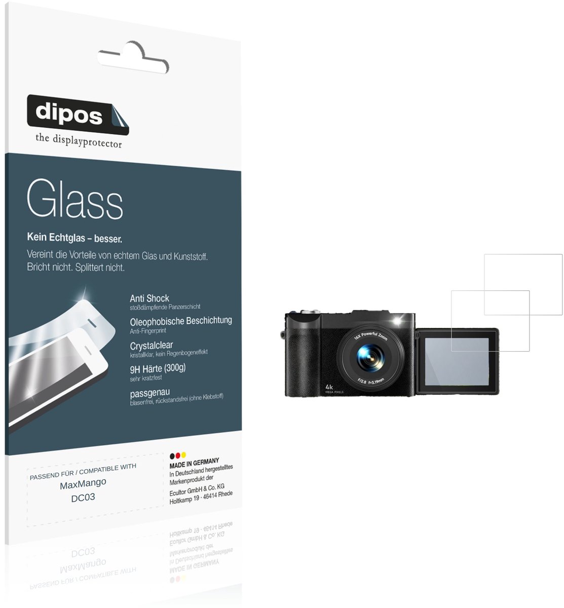 dipos – 2x Pantserfolie geschikt voor MaxMango DC03 | 9H Screenprotector