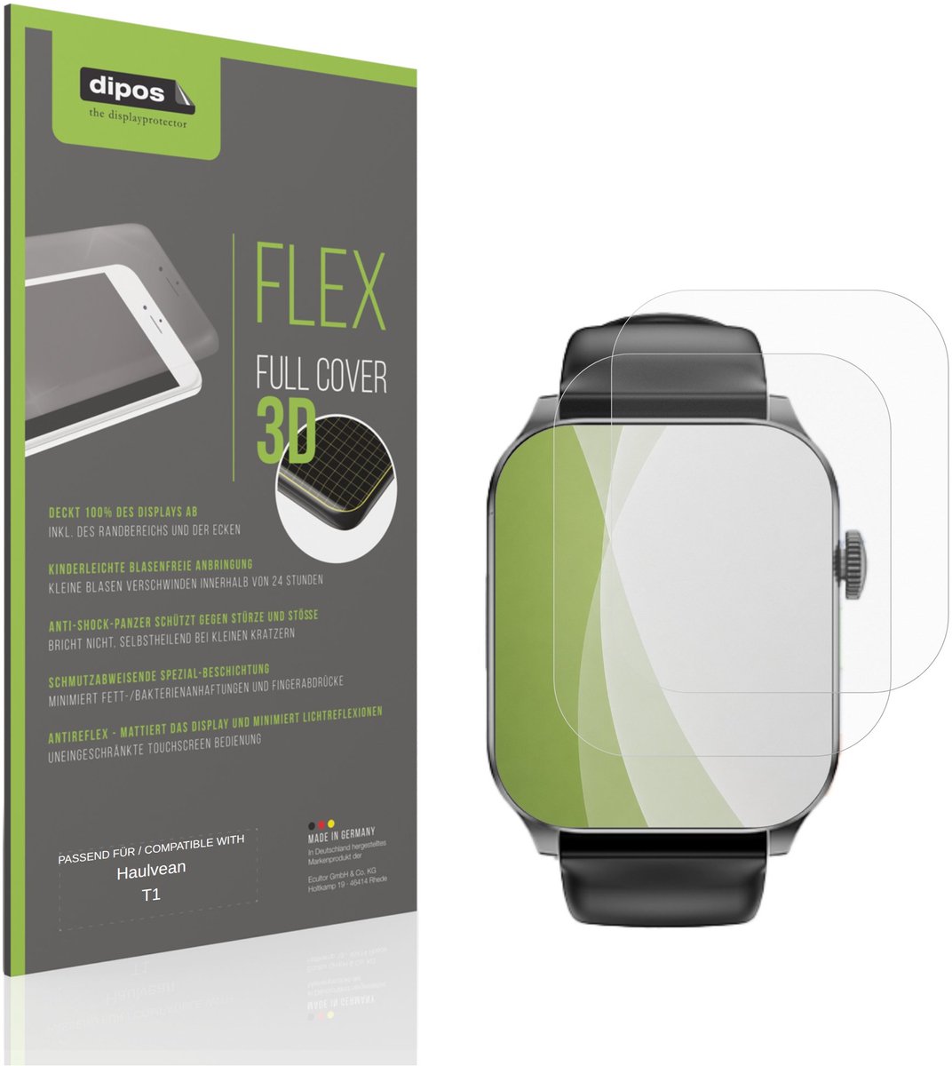 dipos FLEX – 2x Matte Screenprotector geschikt voor Haulvean T1 | Volledige Schermbescherming | Case-Friendly