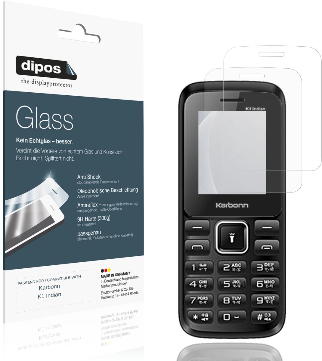 dipos – 2x Matte Pantserfolie geschikt voor Karbonn K1 Indian | 9H Screenprotector