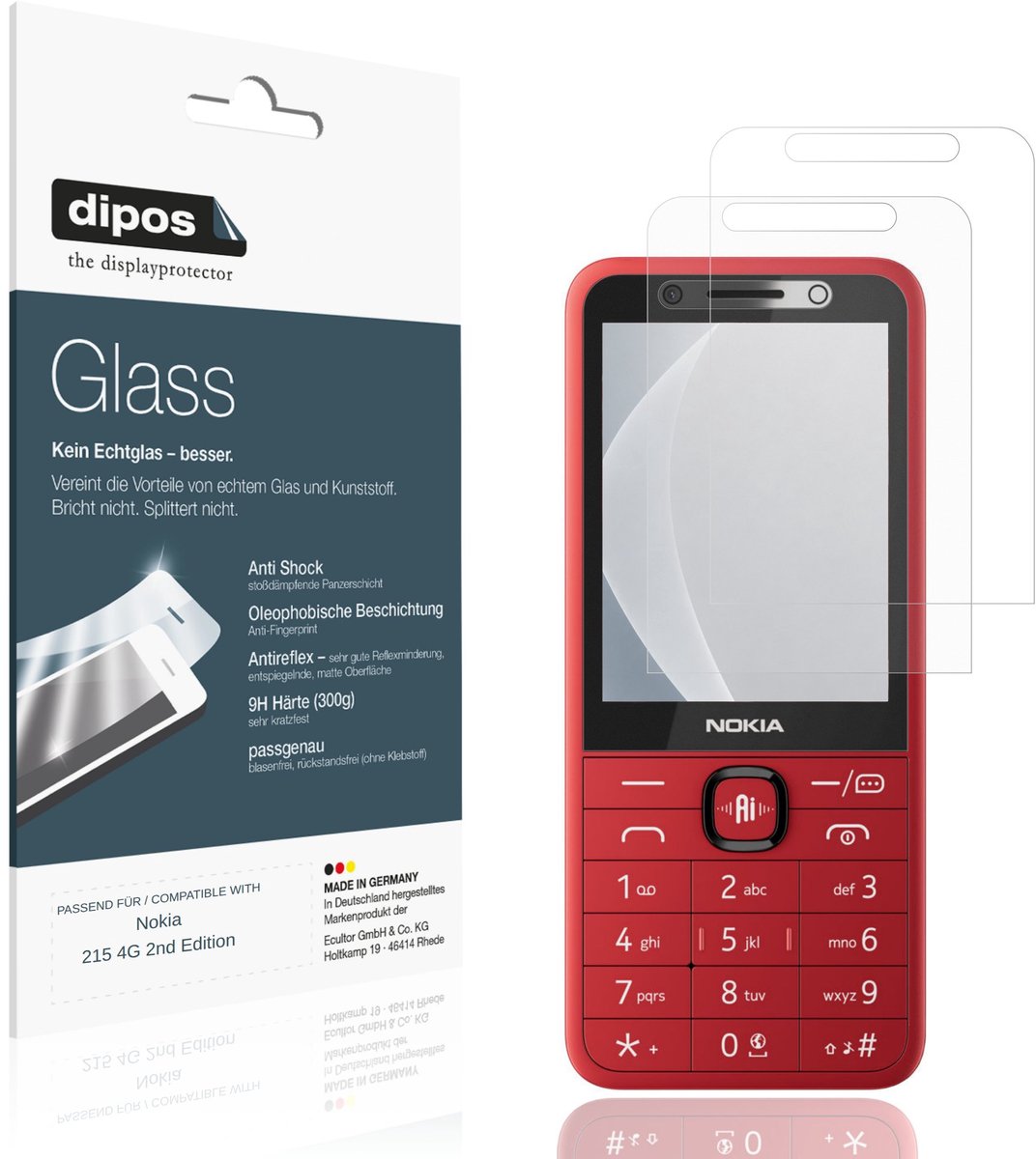 dipos – 2x Matte Pantserfolie geschikt voor Nokia 215 4G 2nd Edition | 9H Screenprotector