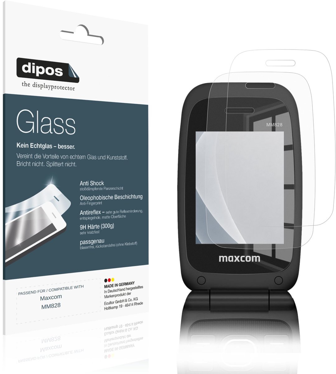 dipos – 2x Matte Pantserfolie geschikt voor Maxcom MM828 Binnenkant | 9H Screenprotector