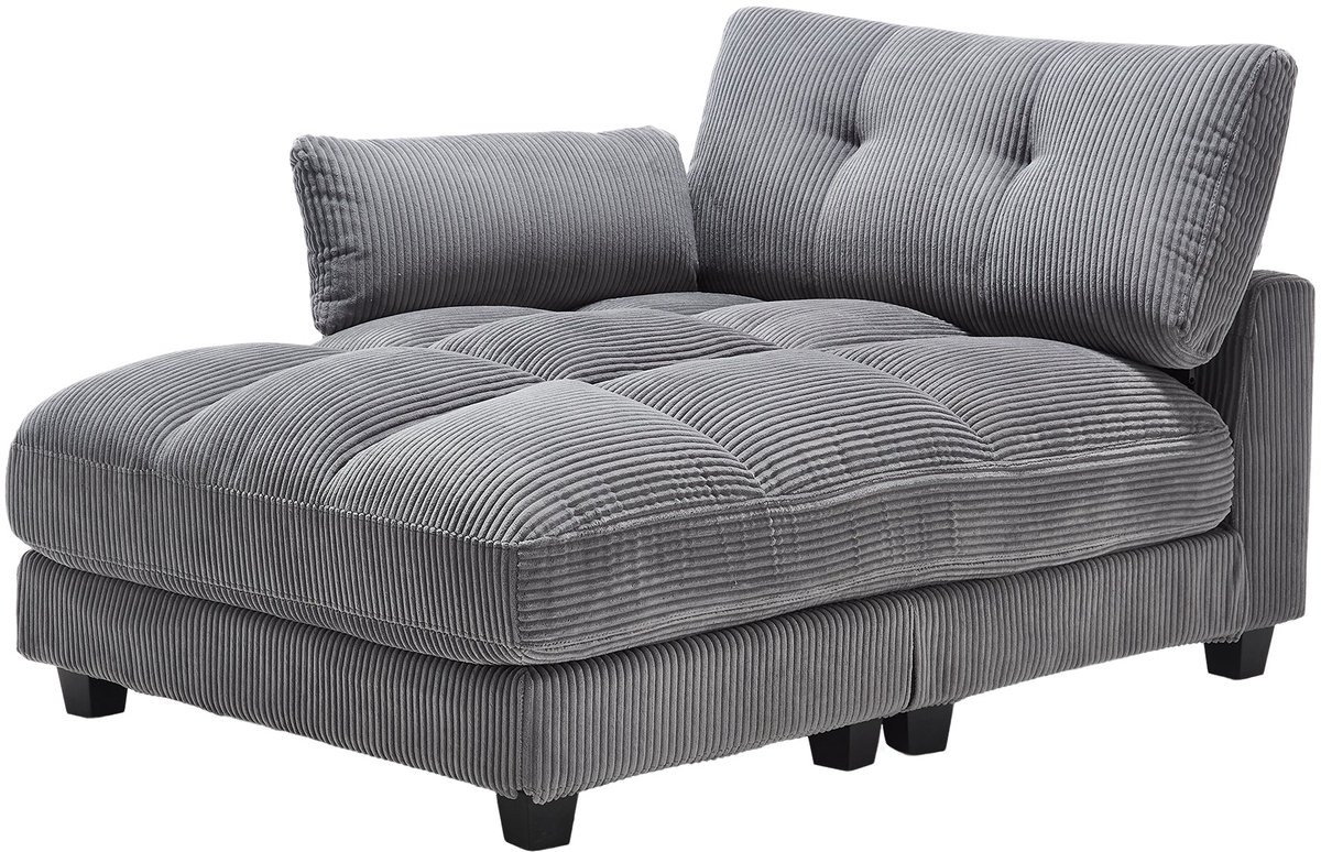 Merax Loungefauteuil 1-Zits - Grijze Ribstof Relaxstoel 140 cm - Met USB - Bekerhouders - Zijvakken - Verstelbare Rugleuning - 250 kg Draagkracht