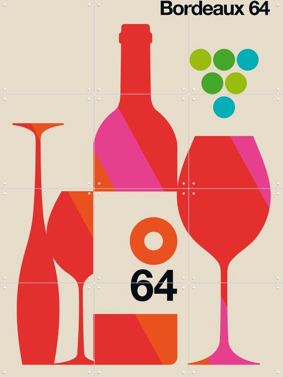 IXXI Bordeaux 64, Bo Lundberg - 60 x 80 cm - Gratis ophangtool - Grote wanddecoratie en posters - Grafisch Ontwerp, Illustraties, Geometrische Kunst