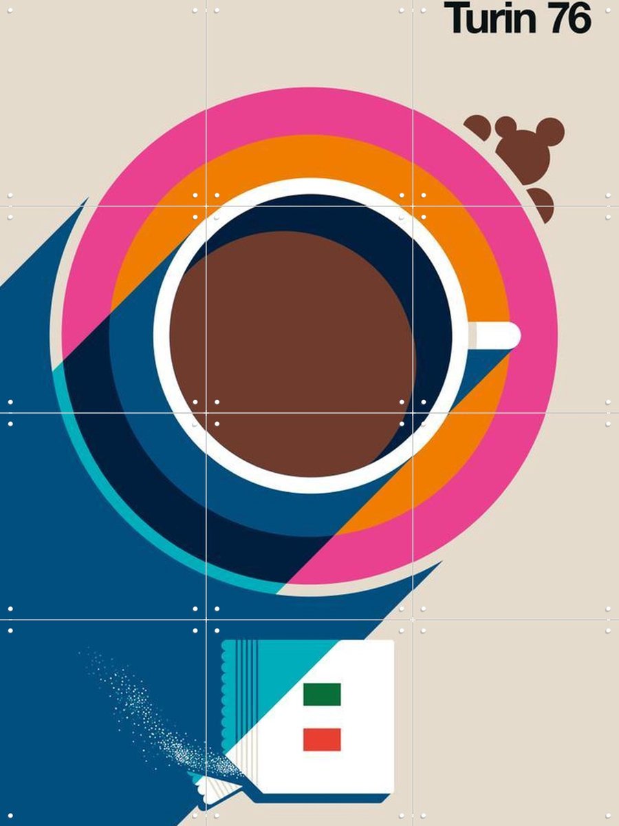IXXI Turin 76, Bo Lundberg - 60 x 80 cm - Gratis ophangtool - Grote wanddecoratie en posters - Illustraties, Kleurrijk, Mancave, Eten & Drinken