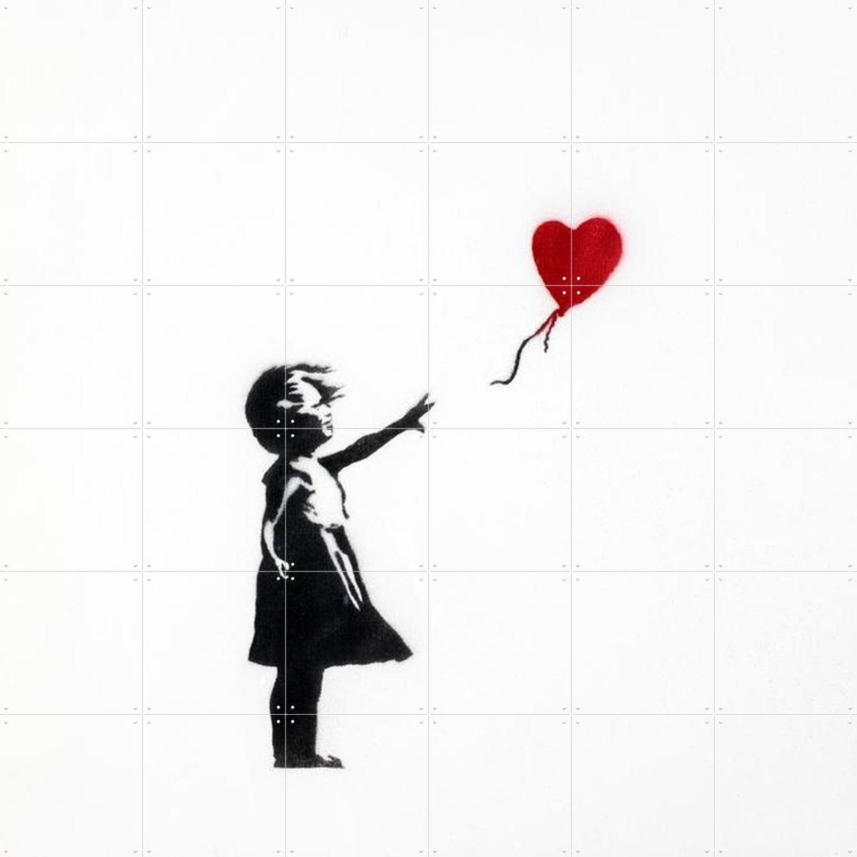 IXXI Girl with balloon, Banksy - 120 x 120 cm - Gratis ophangtool - Grote wanddecoratie en posters - Illustraties, Grafisch Ontwerp, Speels, Pop art