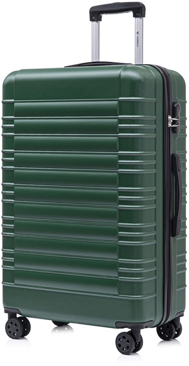 YONSLY Handbagage Koffer - 76 x 49 x 29 cm - 98 L - Cijferslot - 360° Draaibare Wielen - Grote Trolley - Donkergroen
