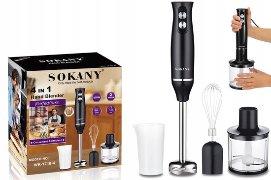 Staafmixer Set - Multifunctioneel Handblender - 500W Koperen Motor - 2 Snelheden - RVS Messen - Ergonomische Grip - Vaatwasserbestendig - 220-240V - Handmixerset - Voor Soep & Smoothies & Babyvoeding — afbeelding 2