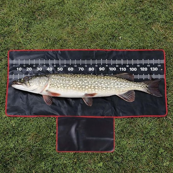 Visvangstmat, 140 x 35 cm, karpervismat, vismat met meetlint, viskraammat, oprolbaar en gewatteerd, Geschikt voor sportvissers. — afbeelding 4