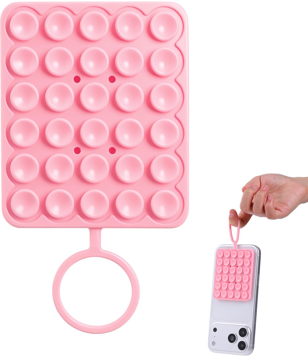 Ntech Siliconen Telefoonhouder met Zuignap – Roze Handsfree Telefoonhoesje – Geschikt voor iPhone 18Pro / 18 Por Max /17/16/15, Samsung Galaxy S26/S25/S24 & Meer – iPhone & Android