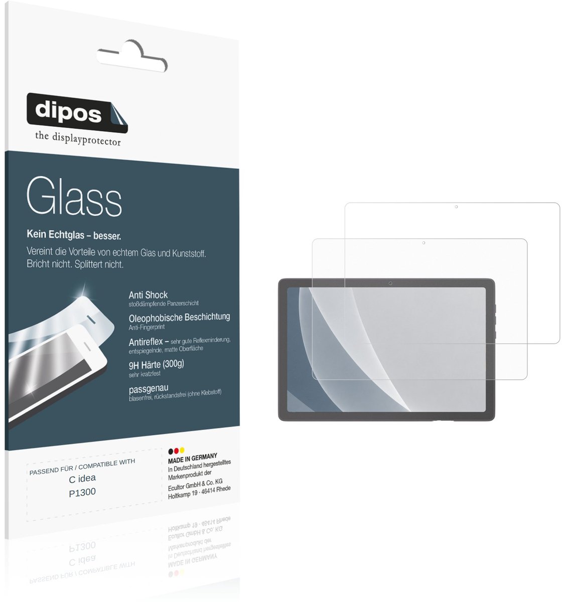 dipos – 2x Matte Pantserfolie geschikt voor C idea P1300 | 9H Screenprotector