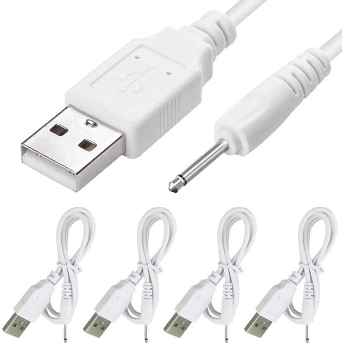 Allecto - USB naar DC 2.5mm Oplaadkabel 30cm - 4 Stuks Snelle Oplaadadapter