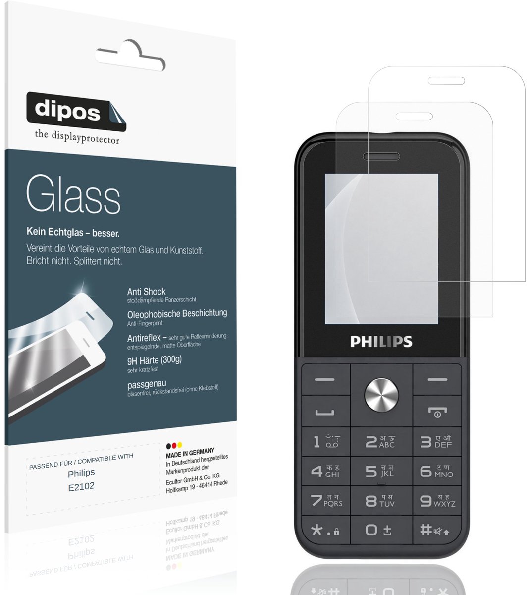 dipos – 2x Matte Pantserfolie geschikt voor Philips E2102 | 9H Screenprotector