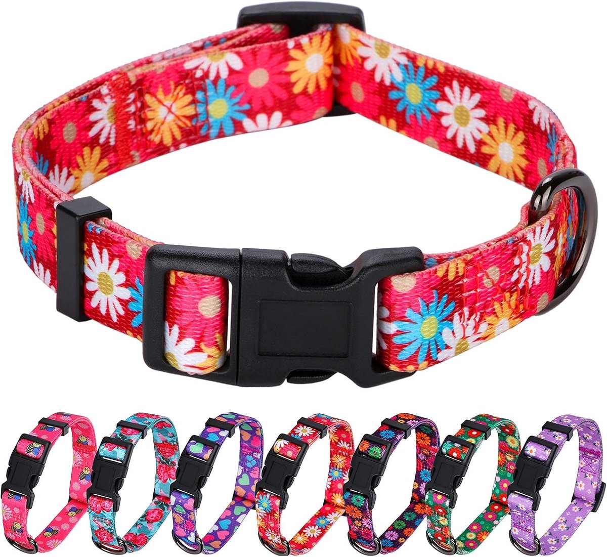 Halsbanden voor meisjes Leuke roze madeliefjeshalsband, lente- en zomerbloem voor middelgrote honden - ShopVlot