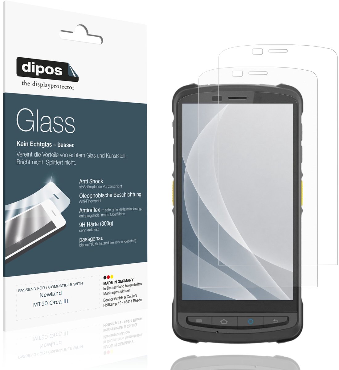 dipos – 2x Matte Pantserfolie geschikt voor Newland MT90 Orca III | 9H Screenprotector
