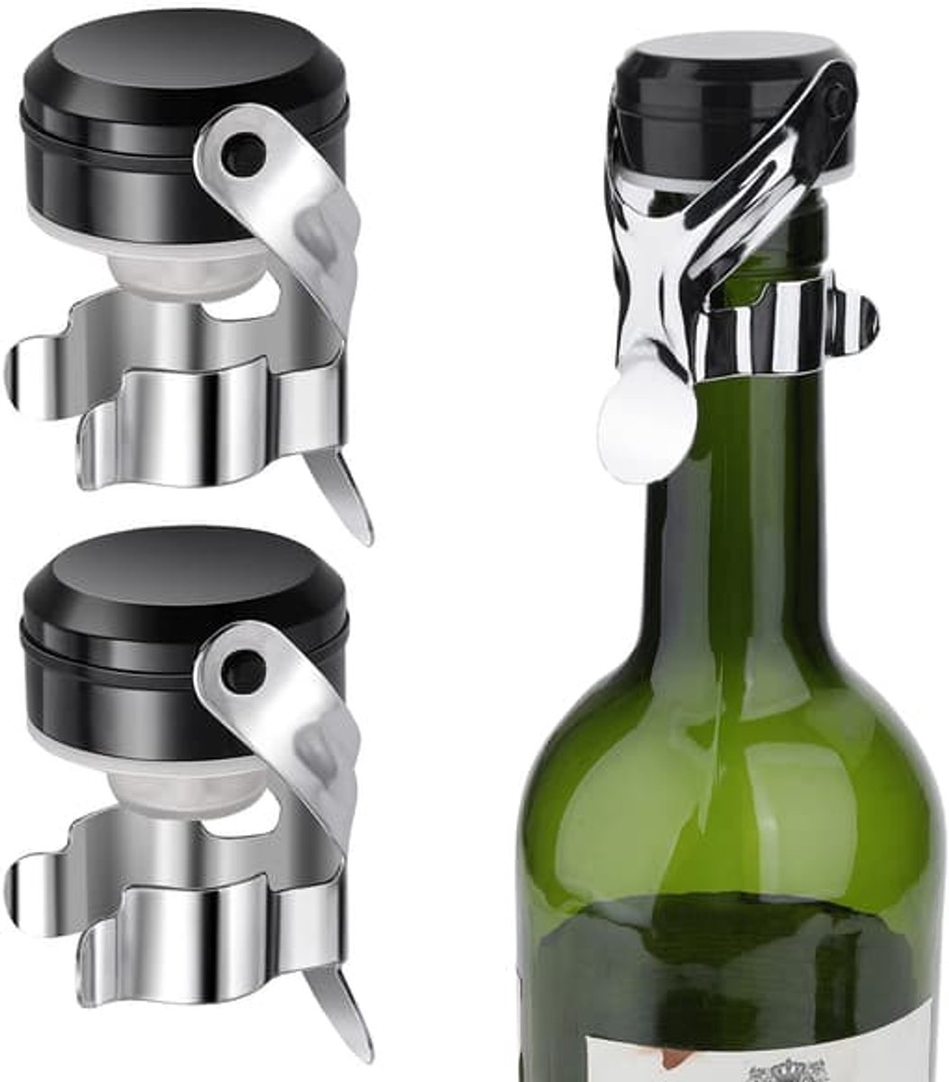 3 roestvrijstalen rode wijn plugs, champagne plug, champagne plug beschermer, champagne kork plug afdichtingsring, geschikt voor champagne schuimwijn