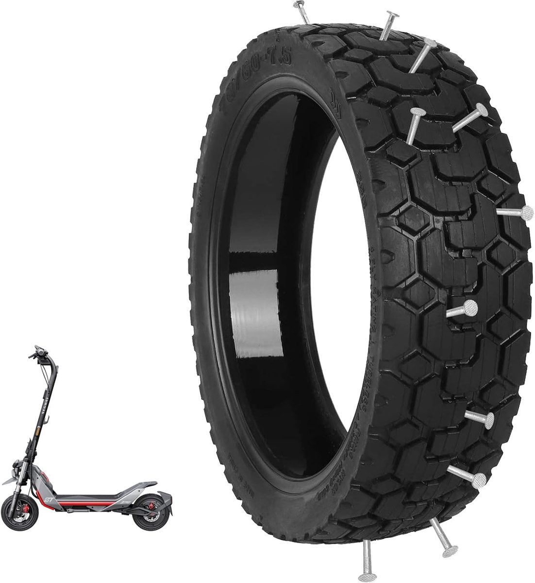 70/60-7,5 binnenbandloze offroad-band voor Ninebot G3/ZT3/ZT3 Pro, 11 inch tubeless banden met zelfreparerende gel, verdikte slijtvaste luchtband, verdikte reservewielen (1 stuk)