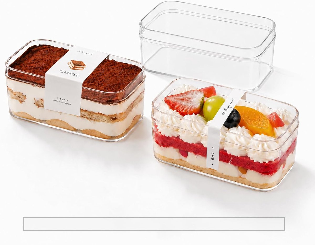 12 stuks dessertbekerset met stickers, transparante dessertbekers, 290 ml, herbruikbare puddingbekers, bakaccessoires voor tiramisu, pudding, mousse