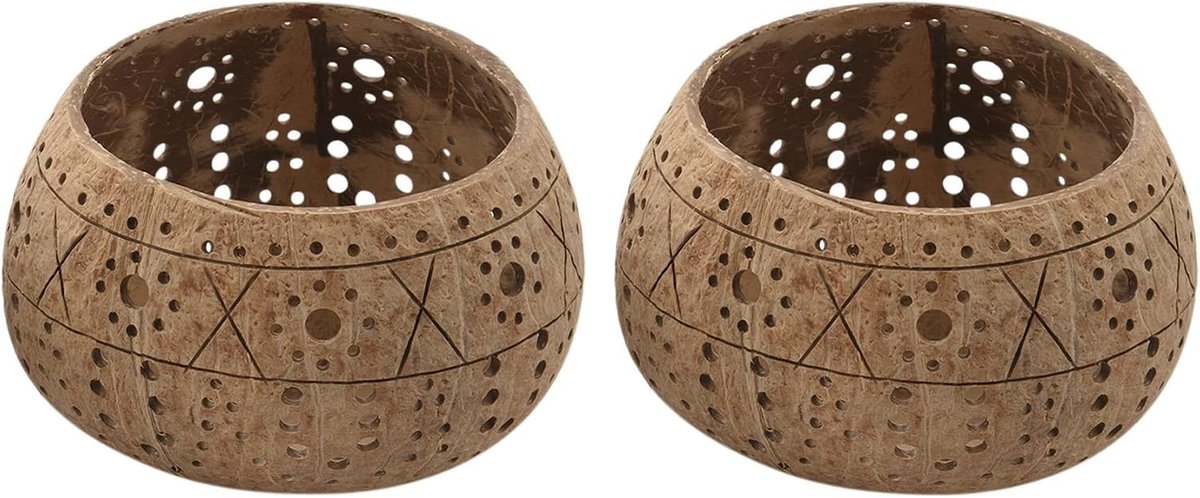 Kokosnootschaal, kaarsenhouder, handgemaakte kokosnootschalen, kaarsenhouder voor theelicht kleine zuilen, opbergschaal