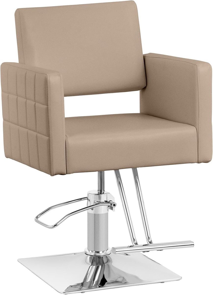 Kappersstoel Ribbleton met voetensteun, zithoogte 49-63 cm, belastbaarheid 150 kg, beige, barberstoel, kappersstoel, in hoogte verstelbaar, bedienstoel, kapper