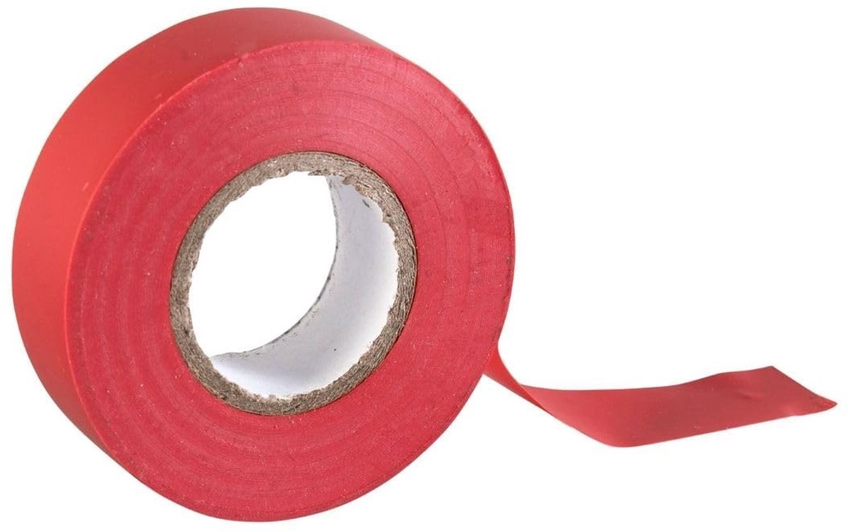 Isolatietape, 19 mm x 20 m, zelfklevende pvc-isolatietape voor het isoleren, repareren en beschermen van elektrische draden (rood)