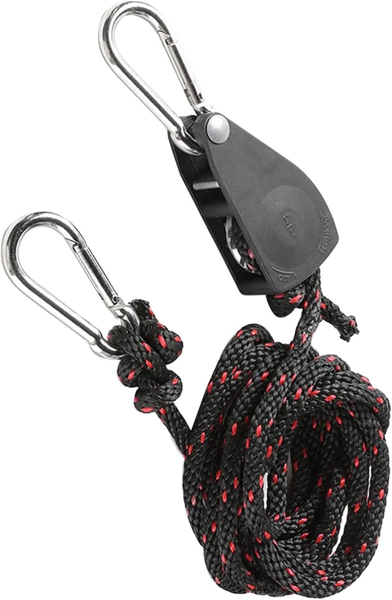 Katrolblok Roestvrij Staal Verstelbaar Katrolrolwiel met 2 Sterke Gespen en Lang Nylon Touw voor Het Hijsen van Lampen