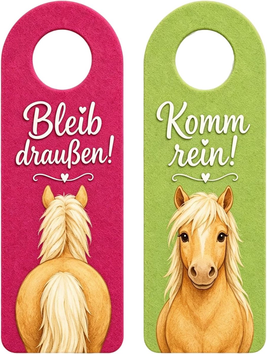 meisje geschenk deurhanger met pony motief voor kamerdeur