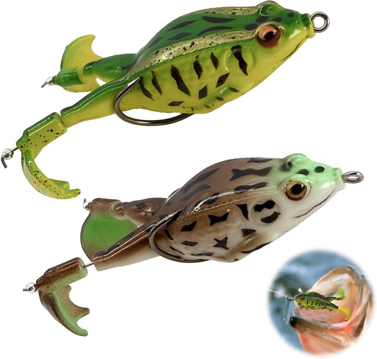 Kikker Visaas 2 stks, Cm Dubbele Haak 360° Zachte Bait Siliconen Visaas Chatterbait Meerval Zacht Aas voor Bass, Forel En Snoek