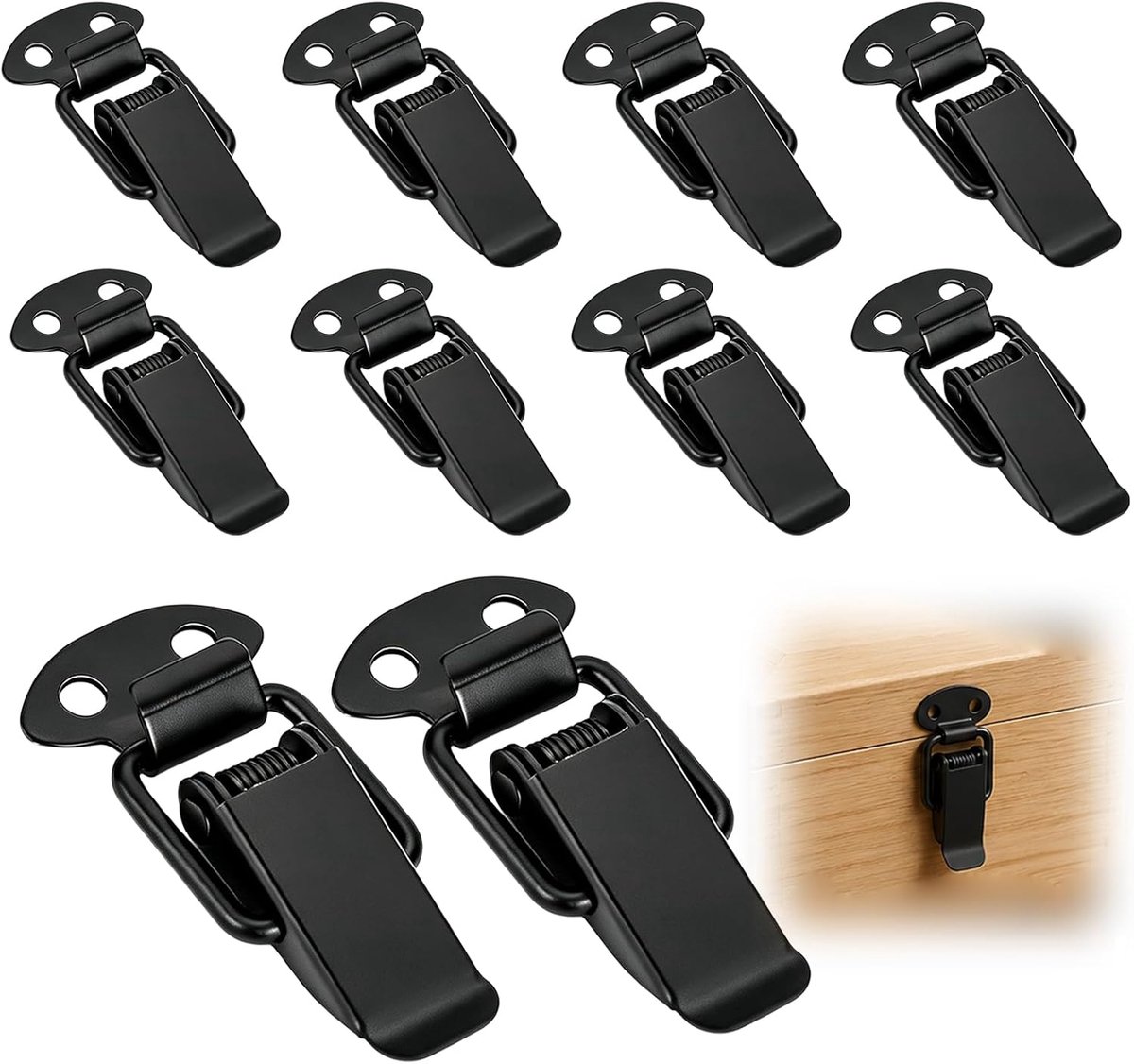 10 stuks kastsluitingen, zwarte hefboomsluiting, tafelbladverbinders, kastsluiting, voor gereedschapskist, houten kist, lade, kofferbox, kist, meubels, robuust en duurzaam