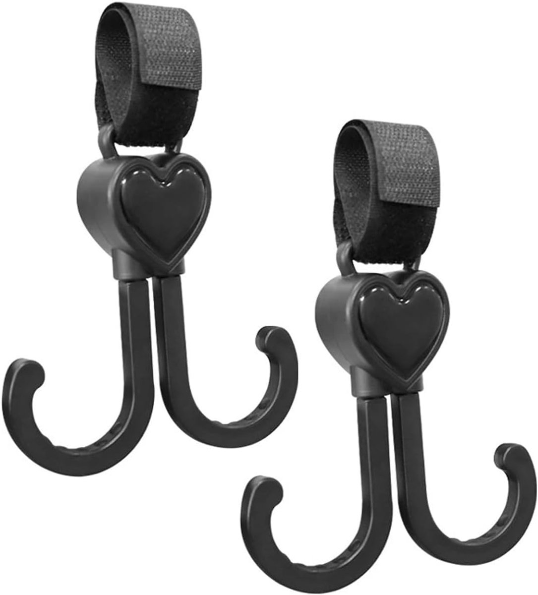 2 stuks kinderwagenhaken, verstelbare kinderwagentassen houder, universeel en robuust, kinderwagenaccessoires, tashaken, voor luiertassen, boodschappentassen, zwart