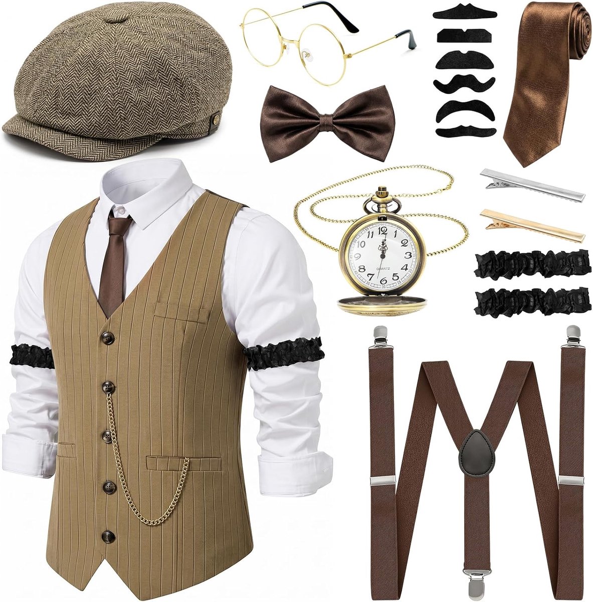 Jaren 20 gentleman kostuumset met vest voor carnaval en themafeest