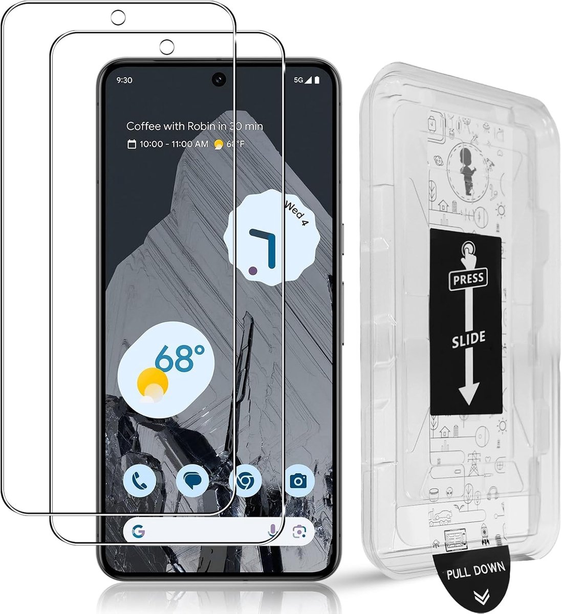 Pantserglas voor Google Pixel 8 Pro, 2 stuks, gehard glas, pantserfolie, 9H hardheid, auto-installatie, anti-kras beschermfolie, anti-luchtbellen, HD heldere beschermfolie