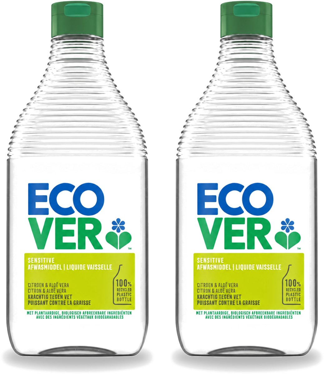 2 x Ecover - Afwasmiddel - Citroen & Aloë Vera - 450 ml - Voordeelverpakking - 2 stuks