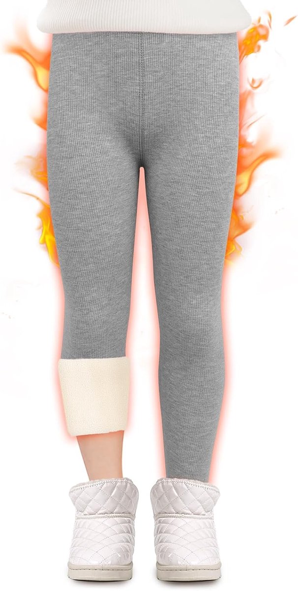 Thermolegging voor meisjes, dikke gevoerde winterleggings, geribbelde thermische broek voor kinderen, met hoge taille, warme winterbroek voor meisjes, 101-160