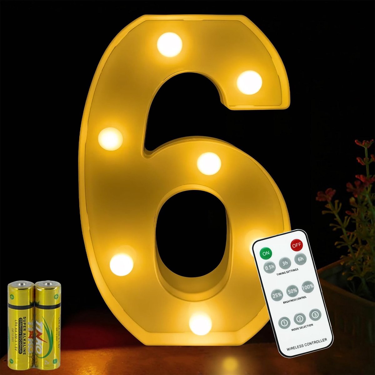 Nummer Lichten Afstandsbediening Partytent Decoratie Oplichten Nummers Nachtlampje Verlichting Teken voor Home Party Bruiloft Verjaardag Decor Batterij Werkt (6)