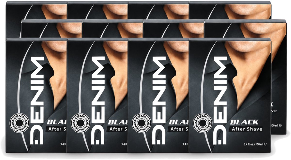 12 x Denim – Aftershave – Black – 100 ml - Voordeelverpakking - 12 stuks
